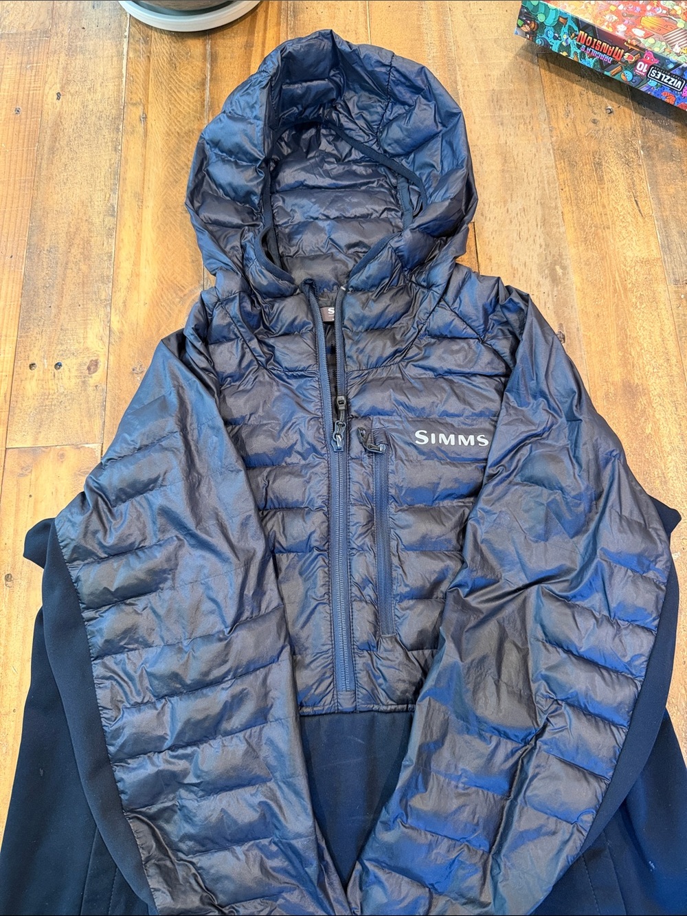 Simms Navy Quilted Hooded Insulated Puffer Jacket